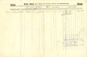 Way Bill from Boston and Lowell to Keene and Brattleborough